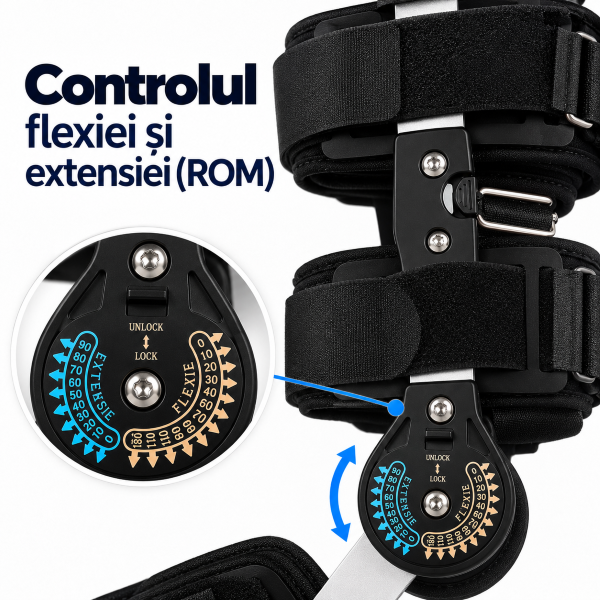 Articulație reglabilă ROM, controlul flexiei și extensiei genunchiului